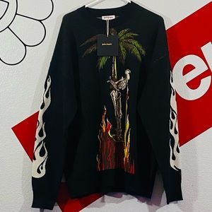 PALM ANGELS Burning Skeletons Sweater Size XL